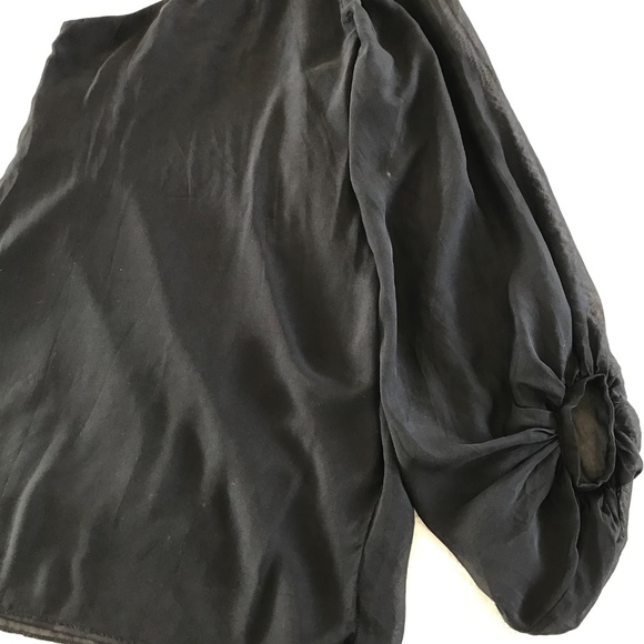 Guess by Marciano mini black dress silk one sleeve wedding guest summer size S - Picture 2 of 7